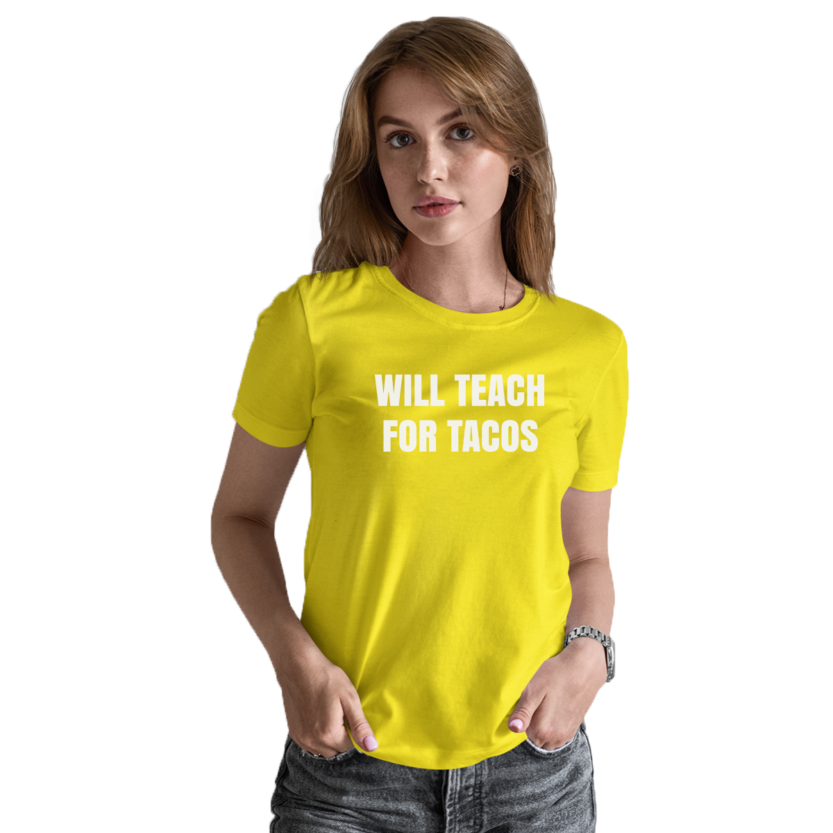 Will Teach For Tacos Women's T-shirt | Yellow