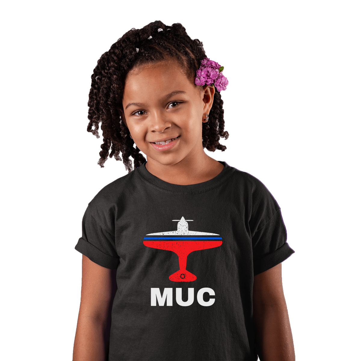 Fly Munich MUC Airport Kids T-shirt | Black