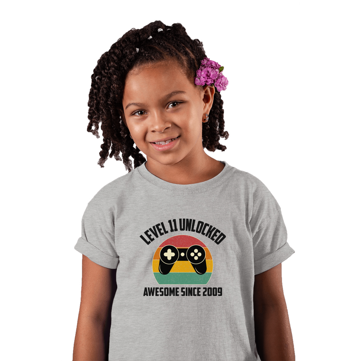 LEVEL 11 UNLOCKED Kids T-shirt | Gray