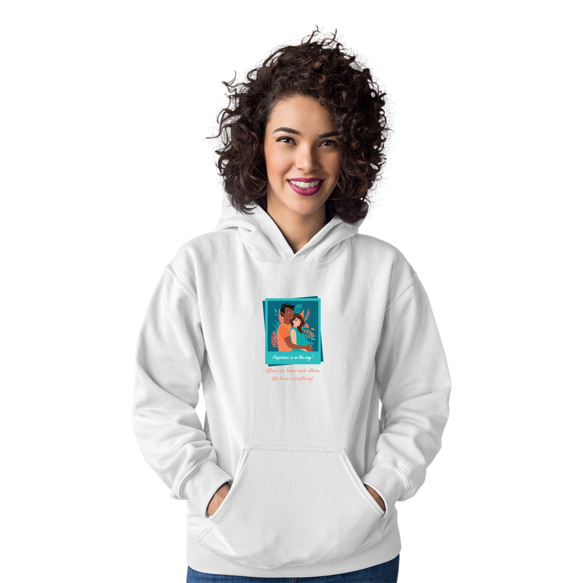 Happiness is on the way Unisex Hoodie | White