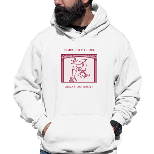 Remember To Rebel Against Authority Unisex Hoodie | White