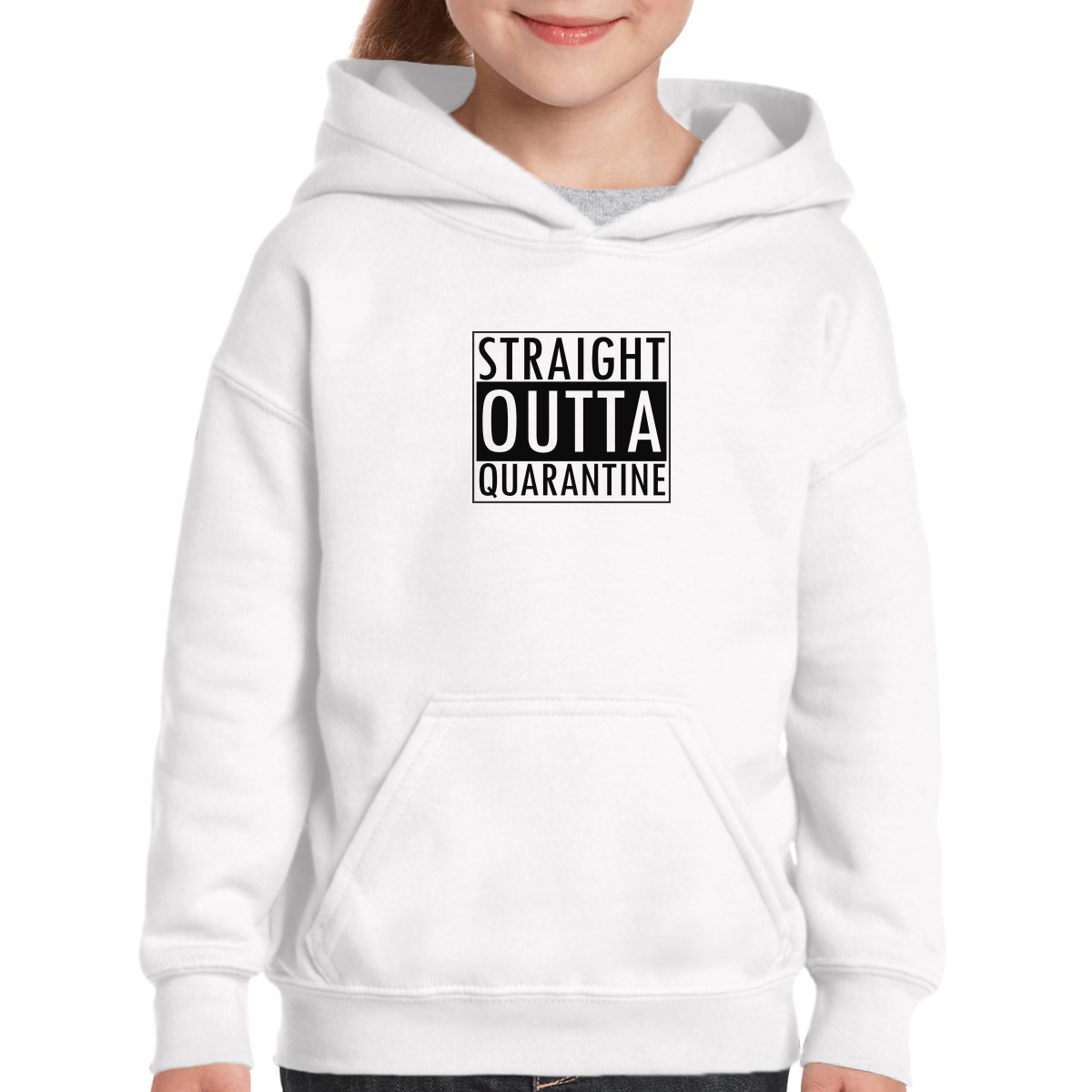 Straight Outta Quarantine  Kids Hoodie | White
