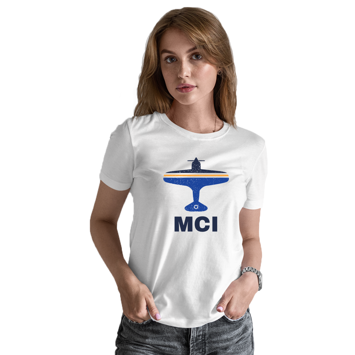Fly Kansas City MCI Airport Women's T-shirt | White
