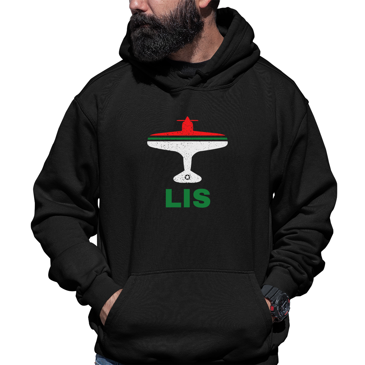 Fly Lisbon LIS Airport Unisex Hoodie | Black