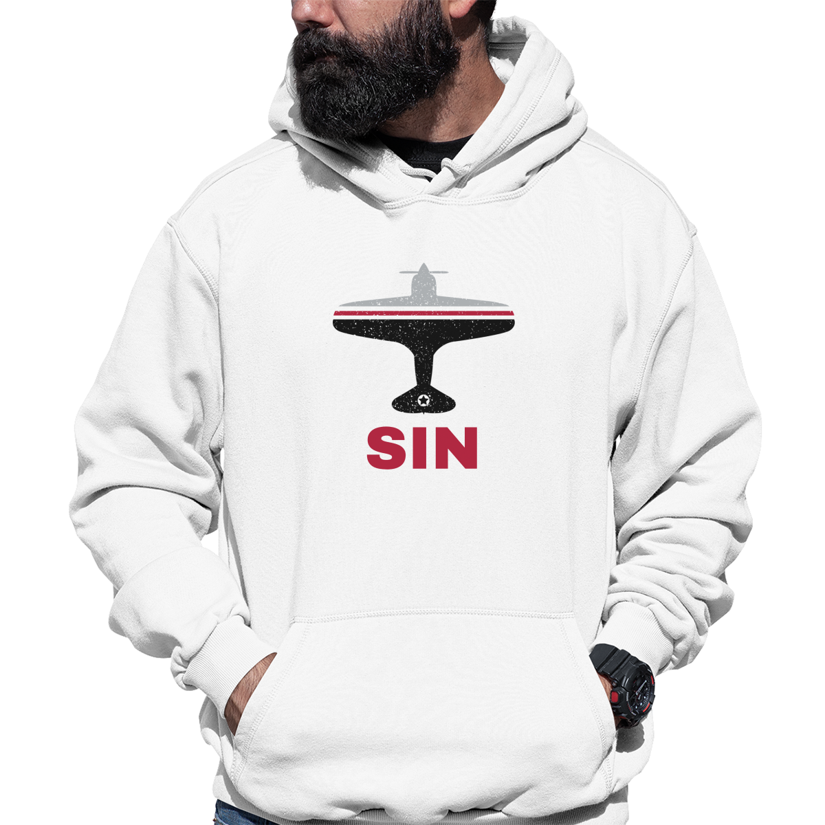Fly Singapore SIN Airport Unisex Hoodie | White