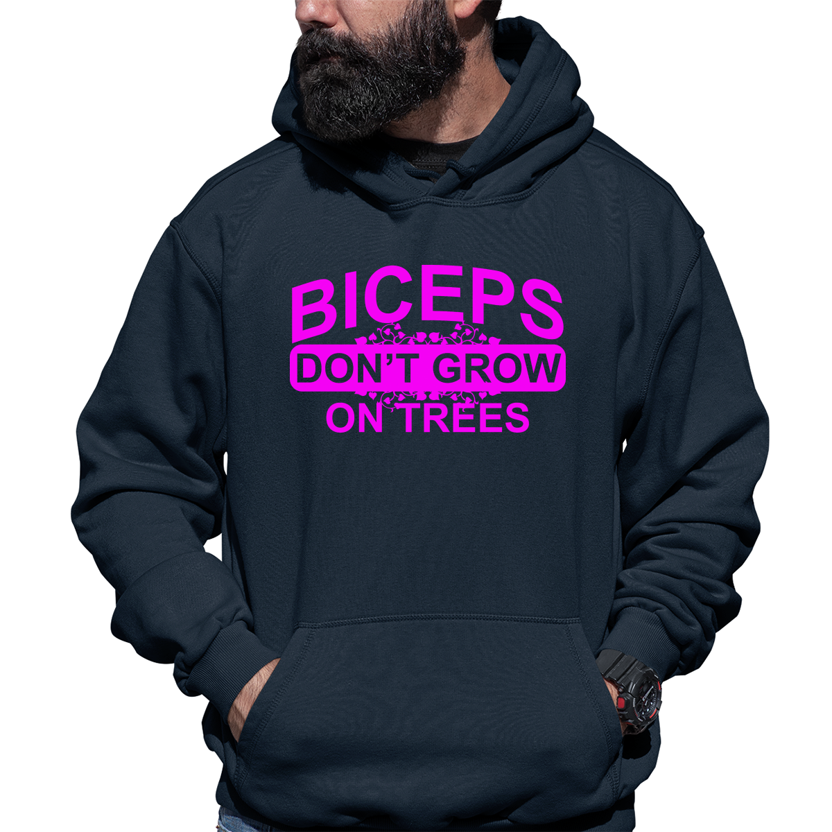 Biceps Don't Grow On Trees  Unisex Hoodie | Navy