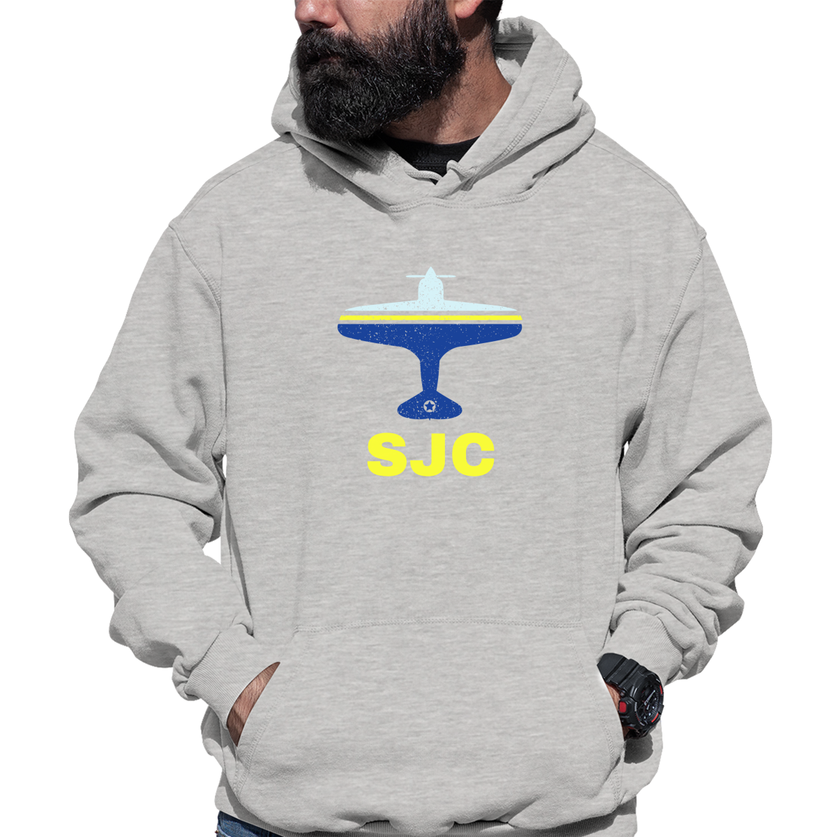 Fly San Jose SJC Airport Unisex Hoodie | Gray