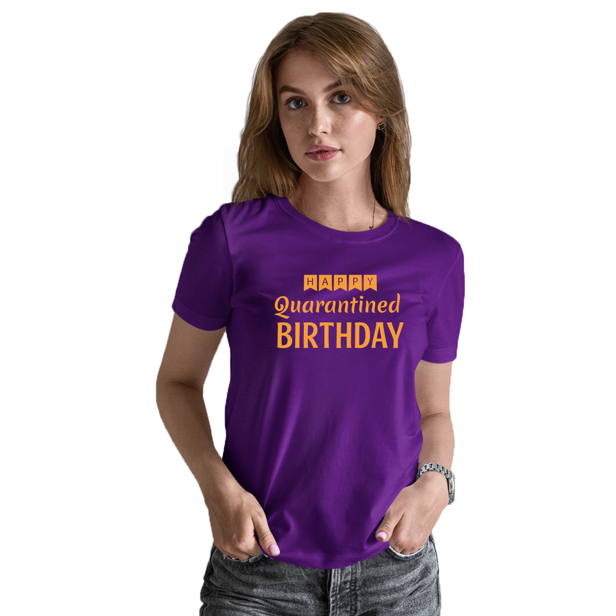 Happy Quarantined Birthday Women's T-shirt | Purple