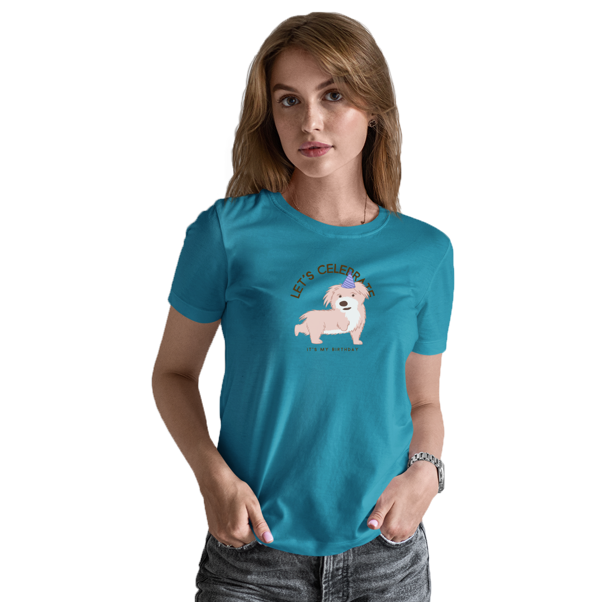 Let's Celebrate It is My Birthday Women's T-shirt | Turquoise