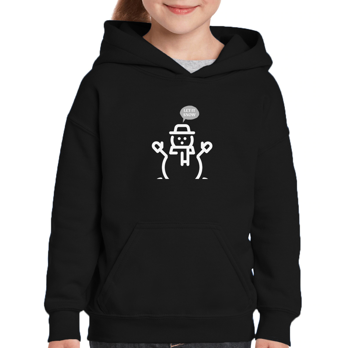Let It Snow and Give Me a Cold Hug Kids Hoodie | Black