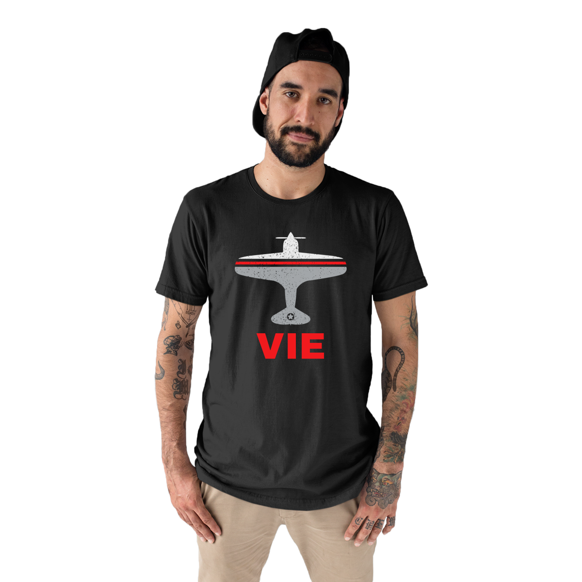 Fly Vienna VIE Airport Men's T-shirt | Black