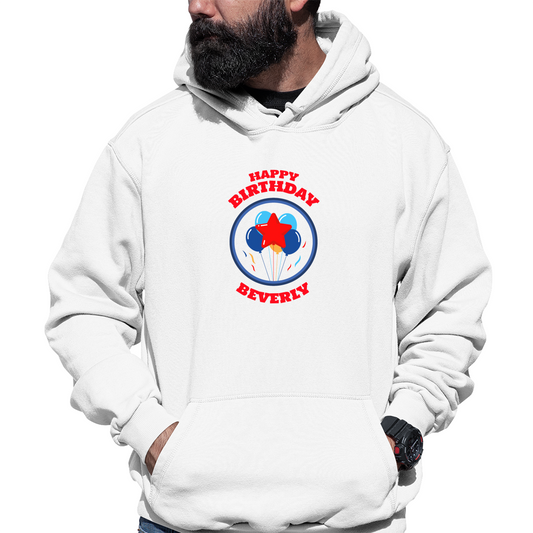 Happy Birthday Beverly Unisex Hoodie | White