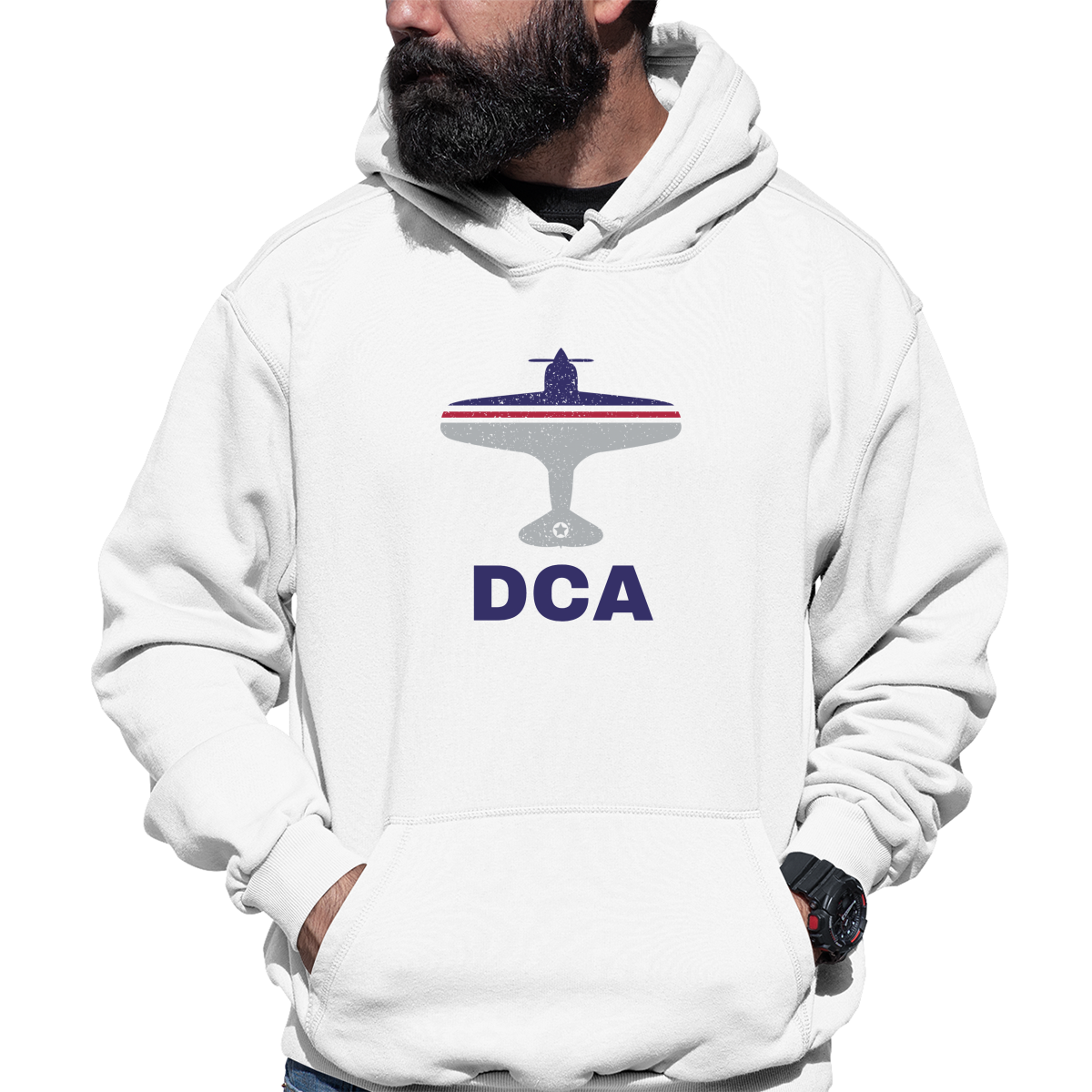Fly Washington D.C. DCA Airport Unisex Hoodie | White