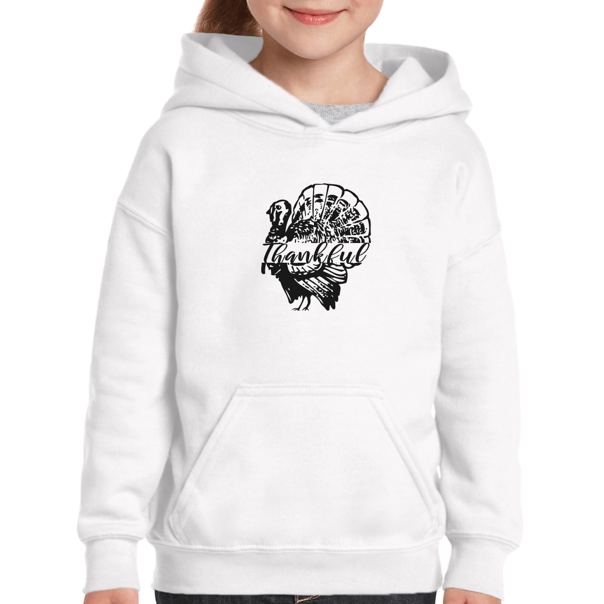 Thankful Turkey Kids Hoodie | White