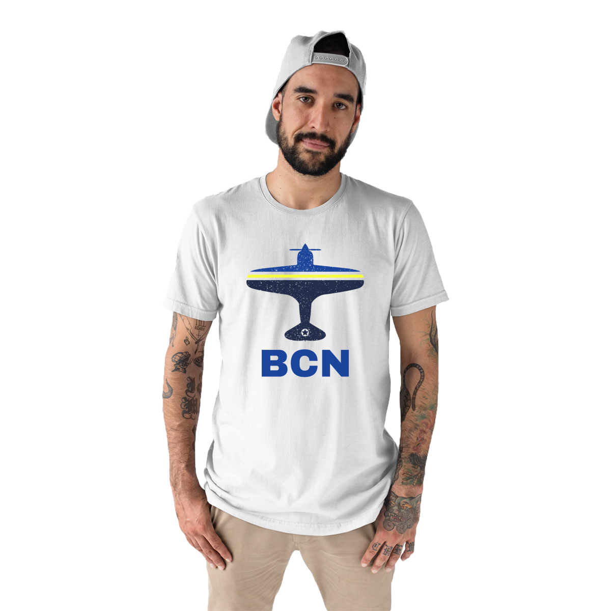 Fly Barcelona BCN Airport Men's T-shirt | White