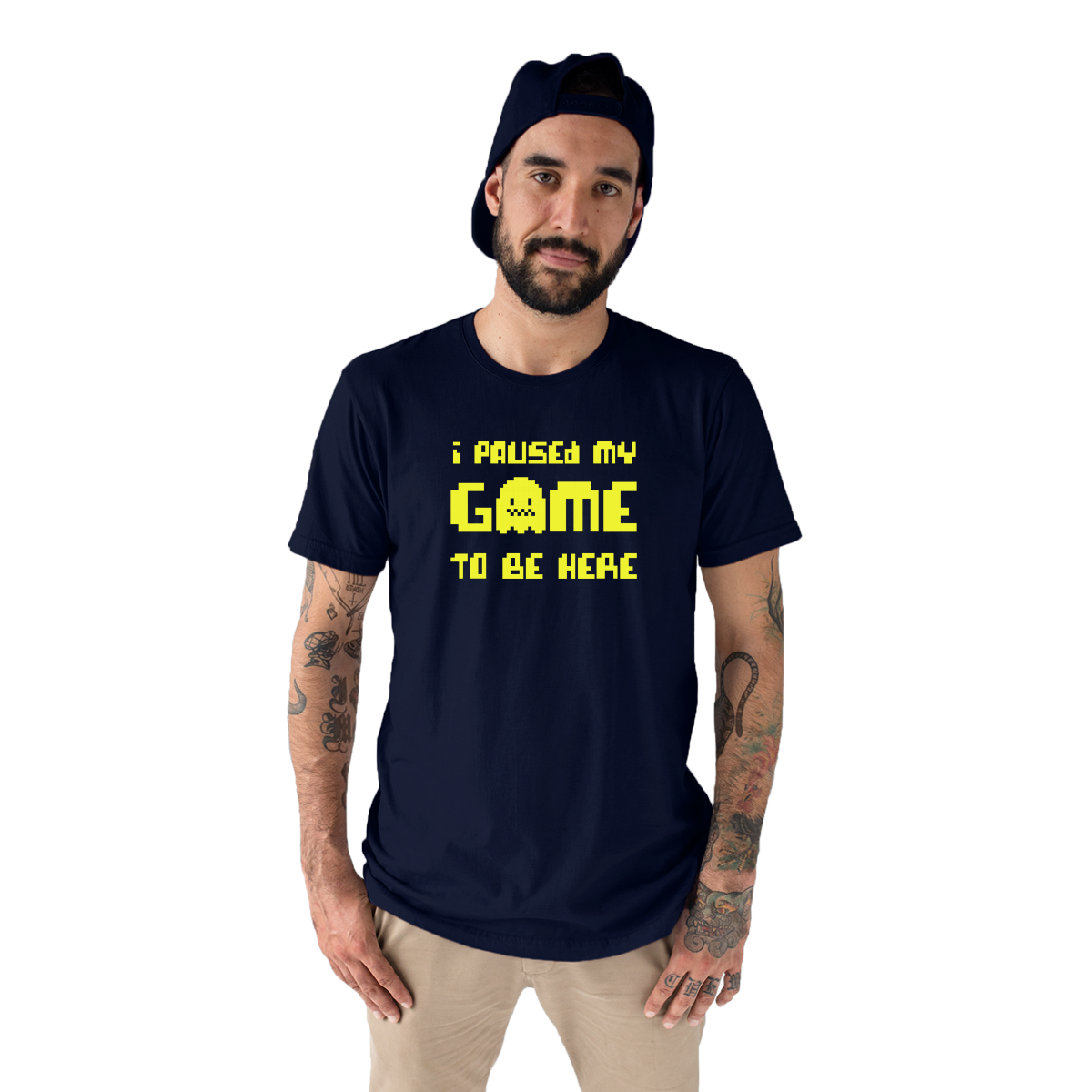 I Paused My Game To Be Here  Men's T-shirt | Navy