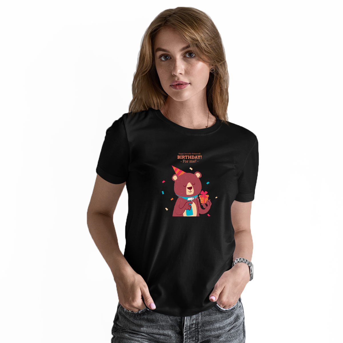 Happy (social distanced) birthday for me  Women's T-shirt | Black