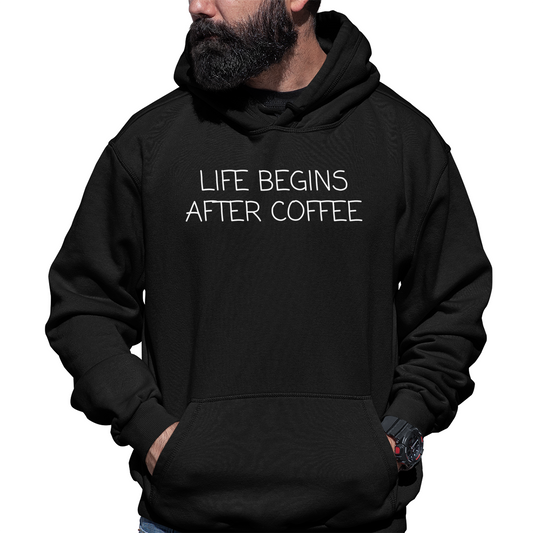 Life Begins After Coffee Unisex Hoodie | Black