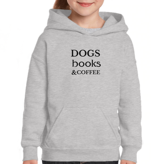 Dogs Books and Coffee Kids Hoodie | Gray