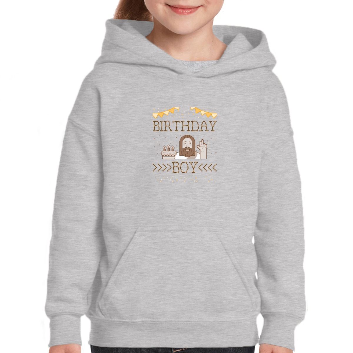 Christmas Birthday Boy Kids Hoodie | Gray