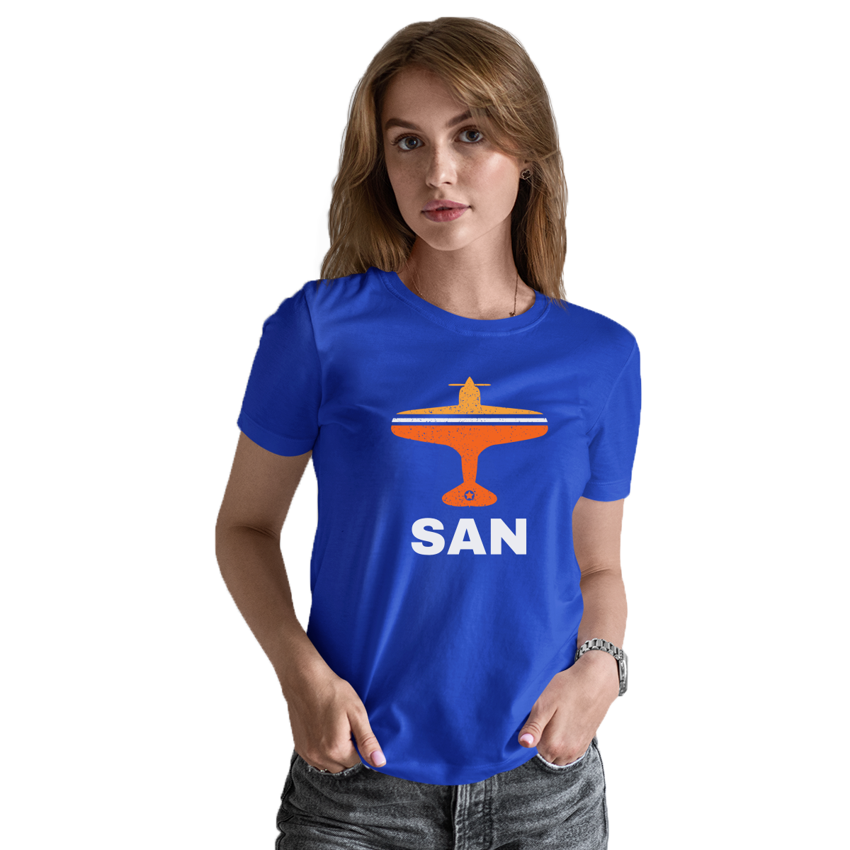 Fly San Diego SAN Airport Women's T-shirt | Blue