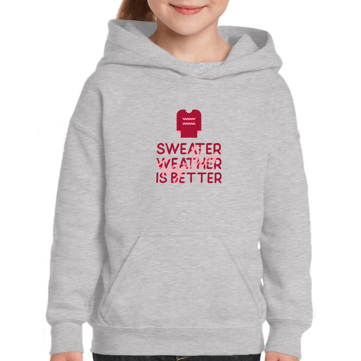 Sweather Weather is Better Together Kids Hoodie | Gray