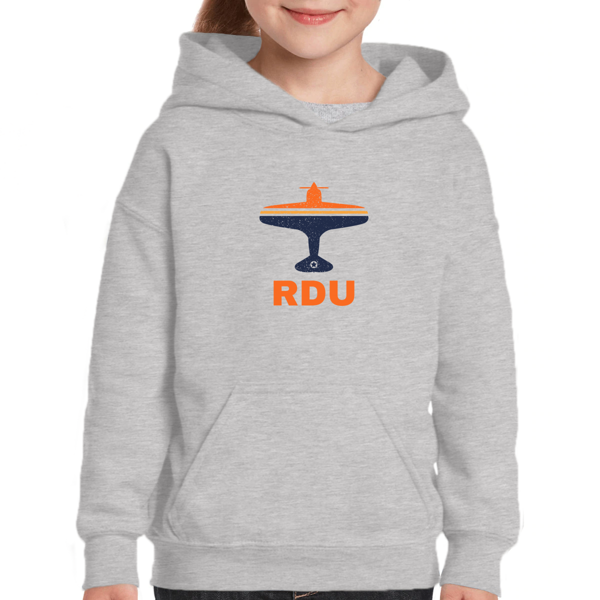 Fly Raleigh-Durham RDU Airport Kids Hoodie | Gray