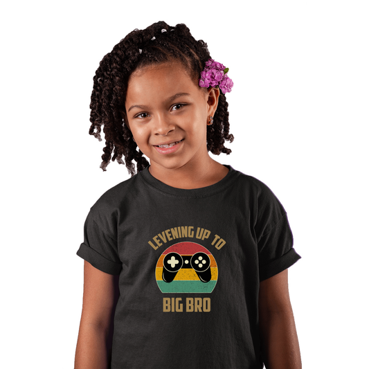 Leveling Up To Big Bro-2 Kids T-shirt | Black