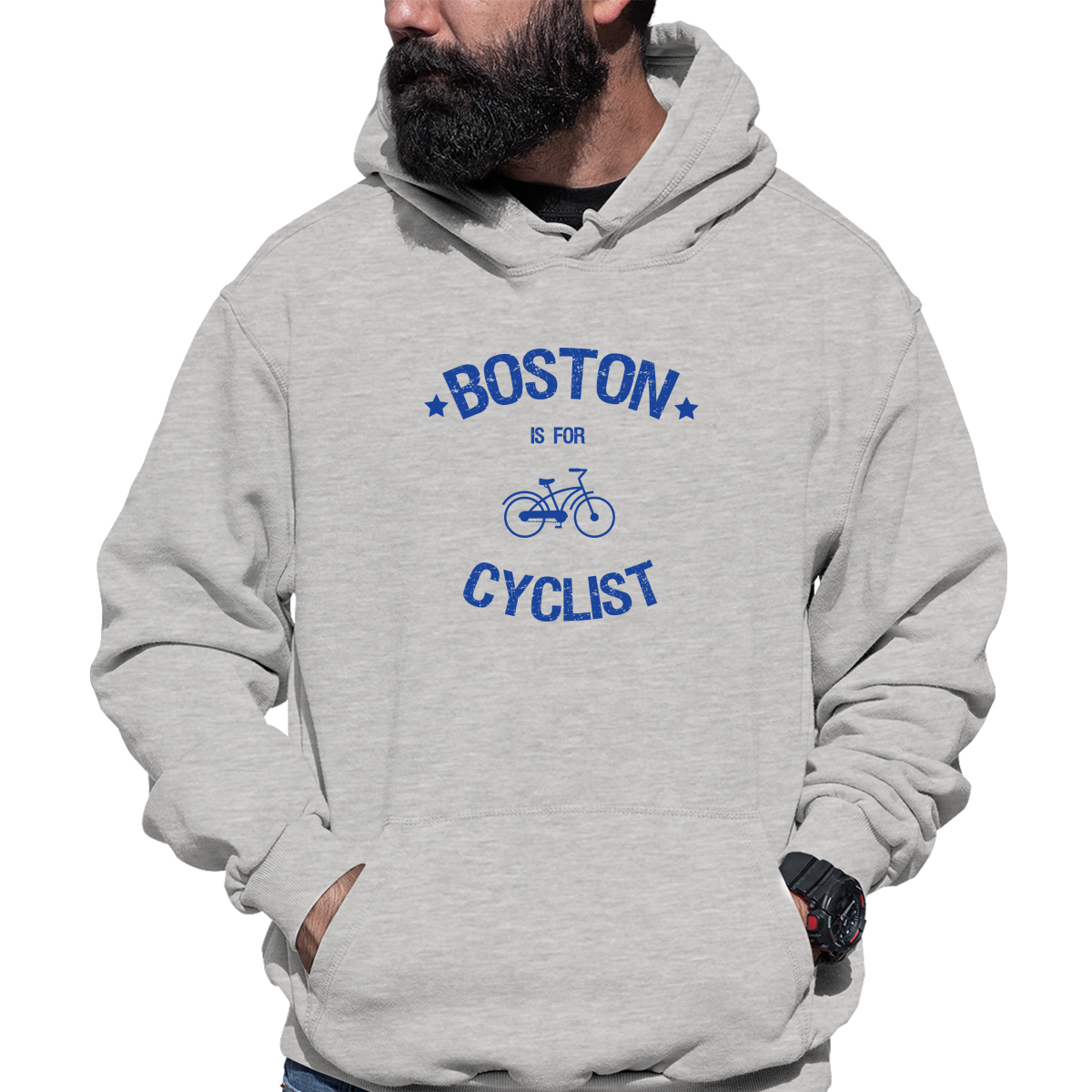 Boston Is For Cyclists Unisex Hoodie | Gray