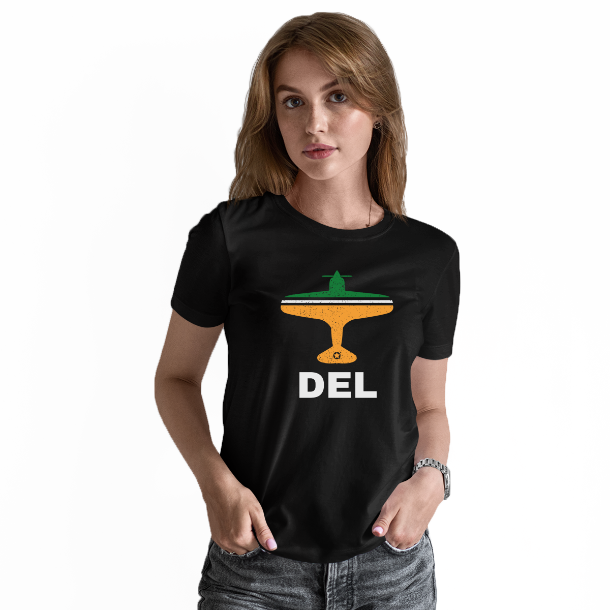 Fly Delhi DEL Airport  Women's T-shirt | Black