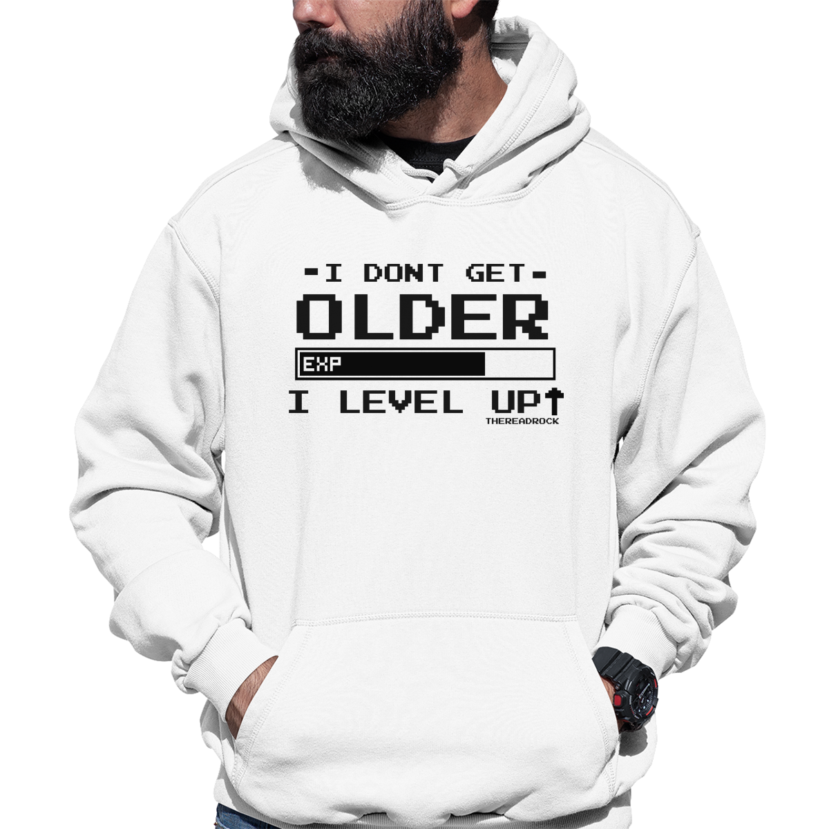I Don't Get Older I Level Up Unisex Hoodie | White