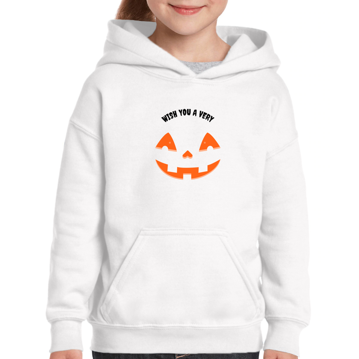 Wish You a Very Scary Halloween Kids Hoodie | White