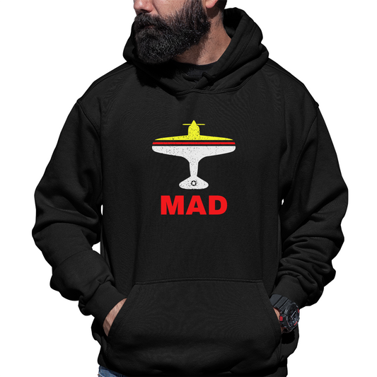 Fly Madrid MAD Airport Unisex Hoodie | Black