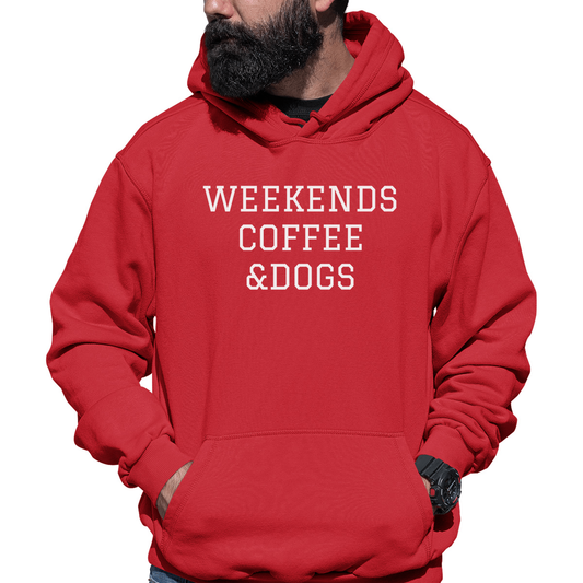 Weekends Coffee & Dogs Unisex Hoodie | Red