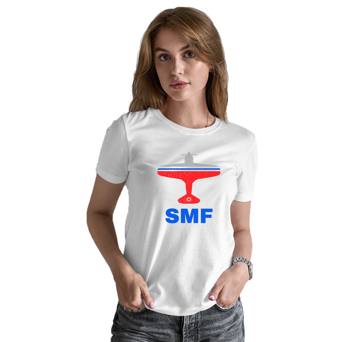 Fly Sacrameto SMF Airport Women's T-shirt | White