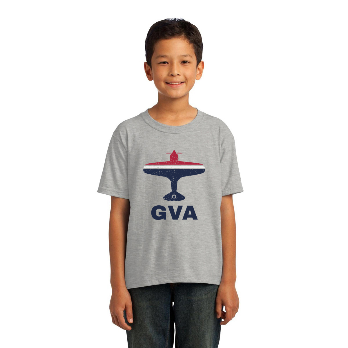 Fly Geneva GVA Airport Kids T-shirt | Gray