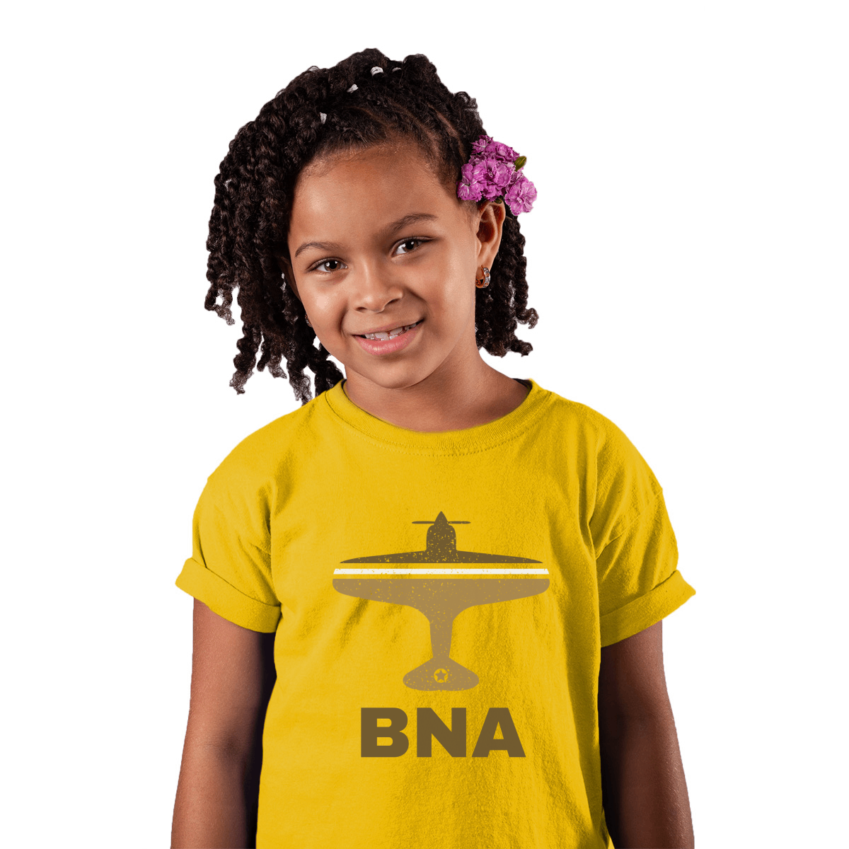 Fly Nashville BNA Airport Kids T-shirt | Yellow