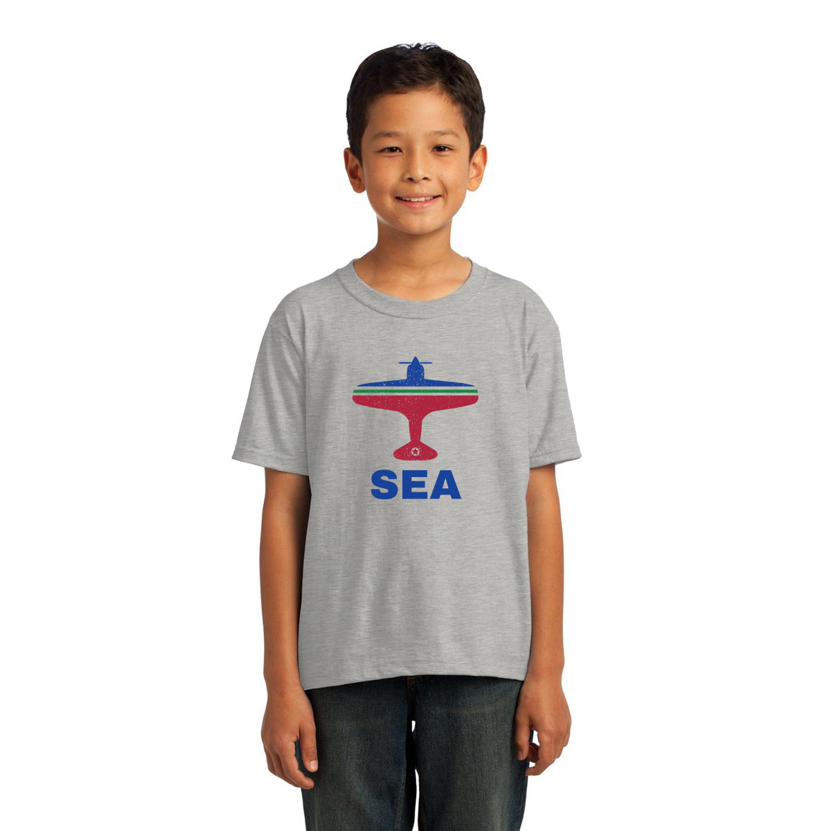 Fly Seattle SEA Airport Kids T-shirt | Gray