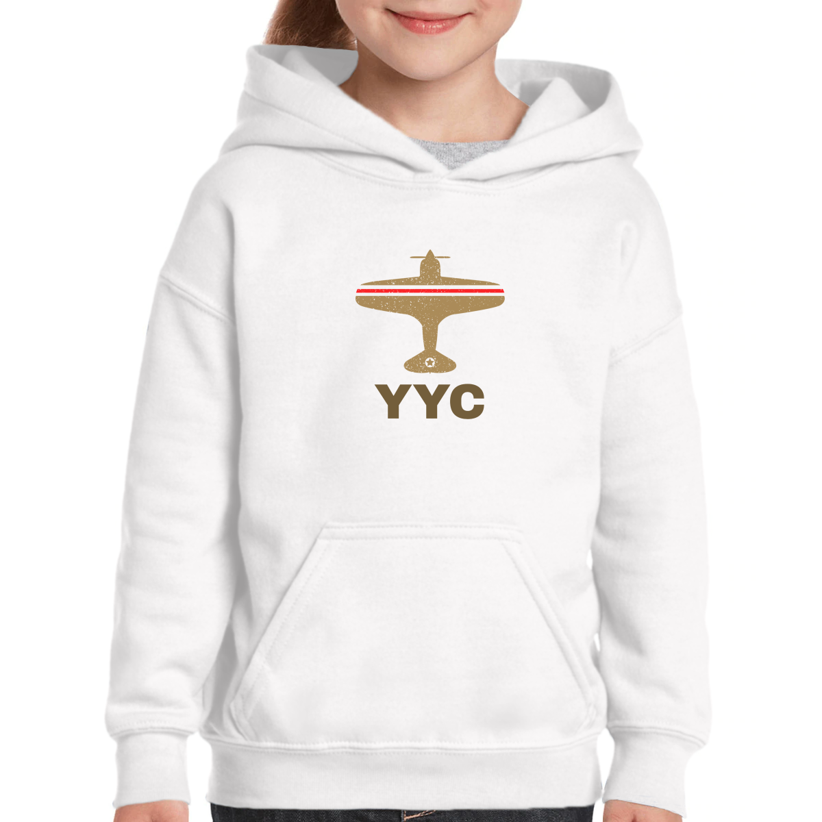 Fly Calgary YYC Airport Kids Hoodie | White