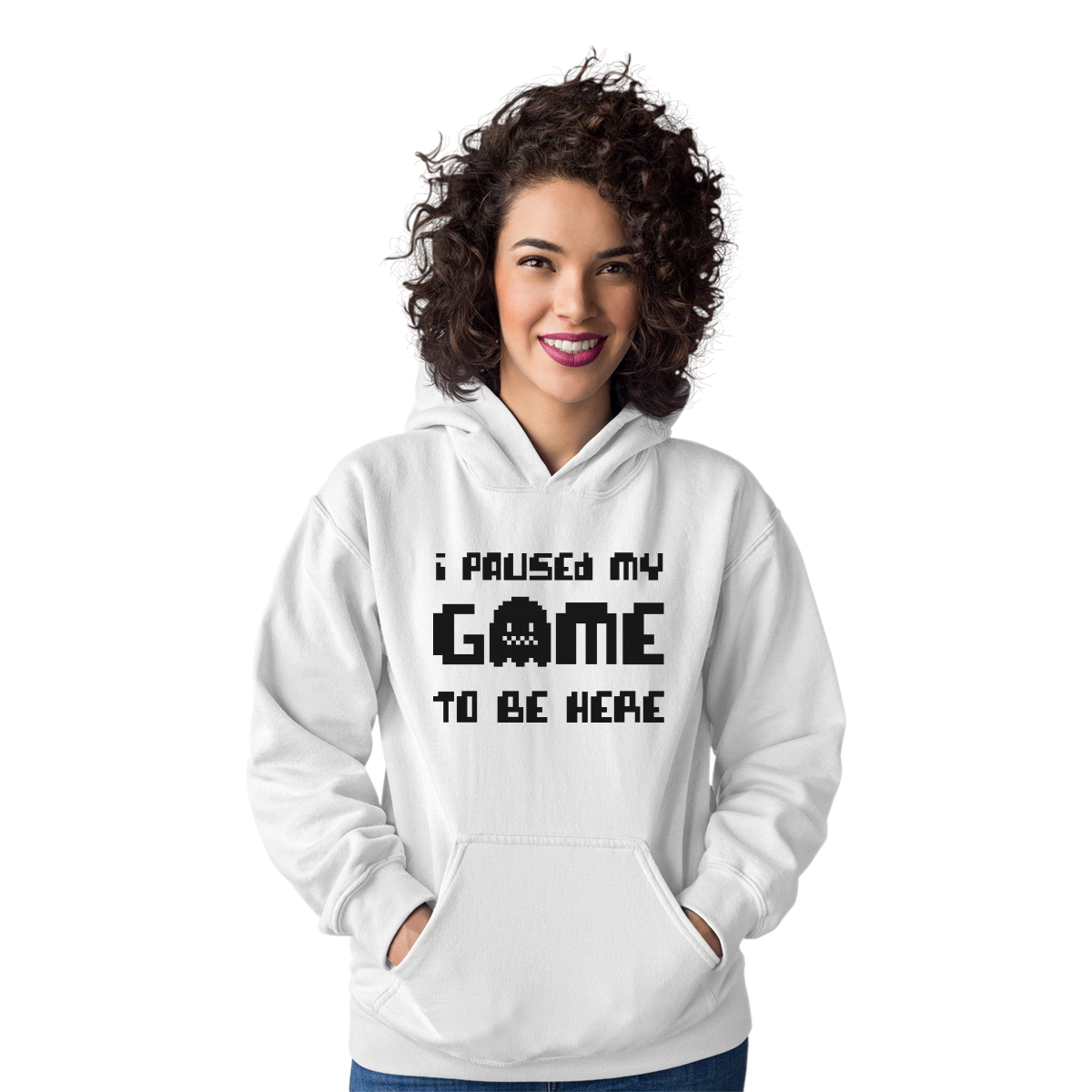 I Paused My Game To Be Here  Unisex Hoodie | White
