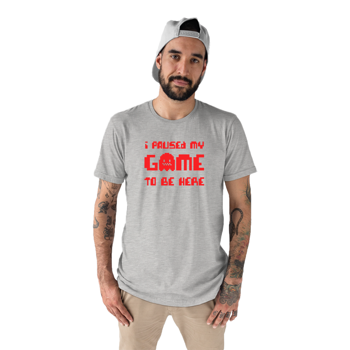 I Paused My Game To Be Here  Men's T-shirt | Gray
