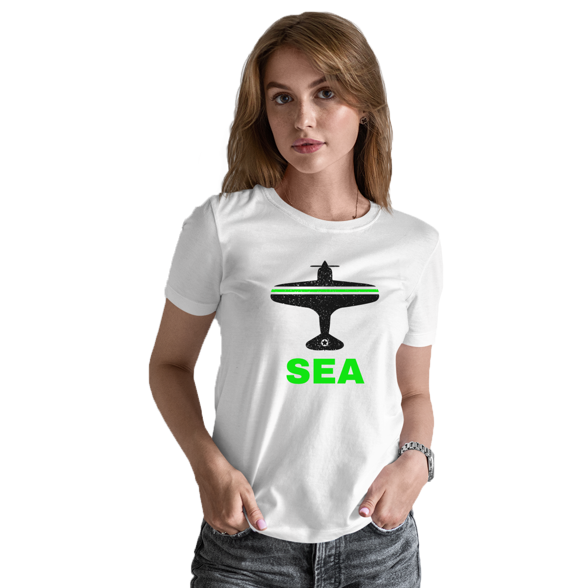 Fly Seattle SEA Airport Women's T-shirt | White
