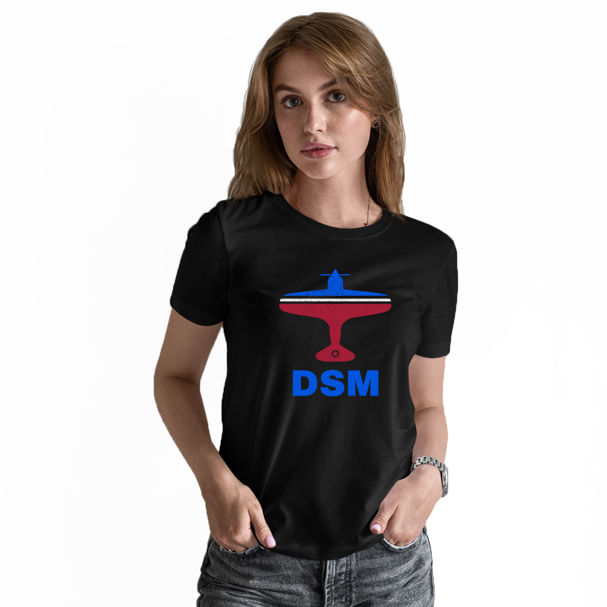 Fly Des Moines DSM Airport Women's T-shirt | Black