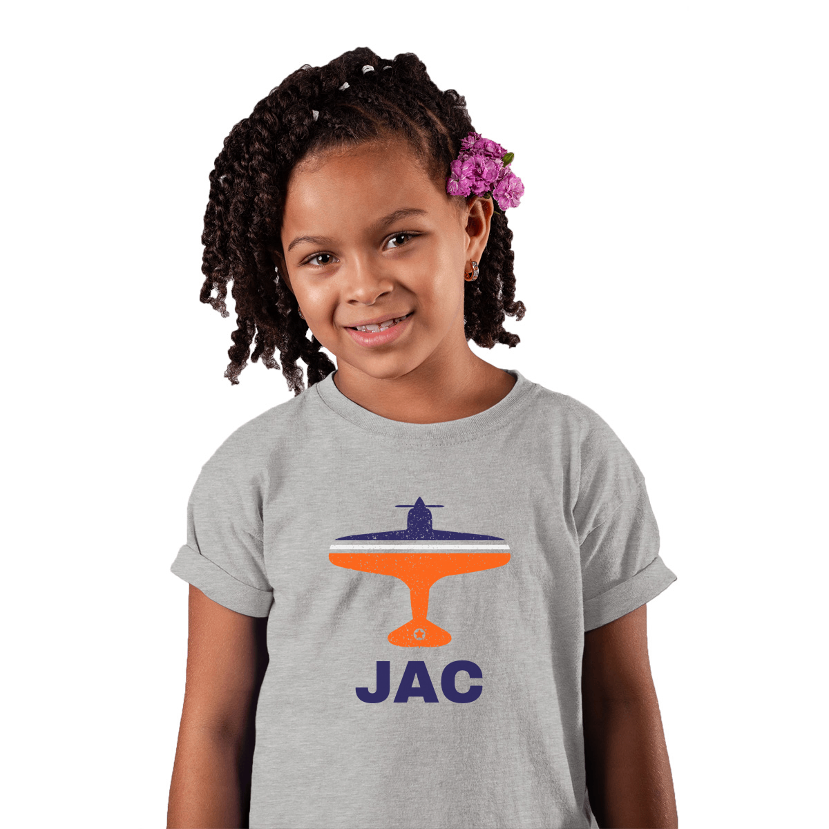 Fly Jackson Hole JAC Airport Kids T-shirt | Gray