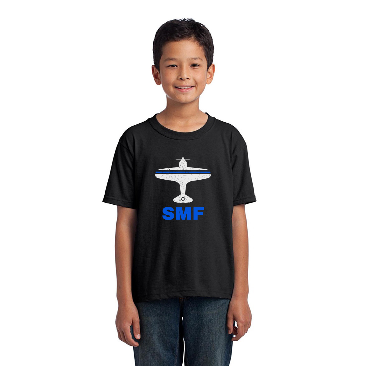 Fly Sacrameto SMF Airport Kids T-shirt | Black