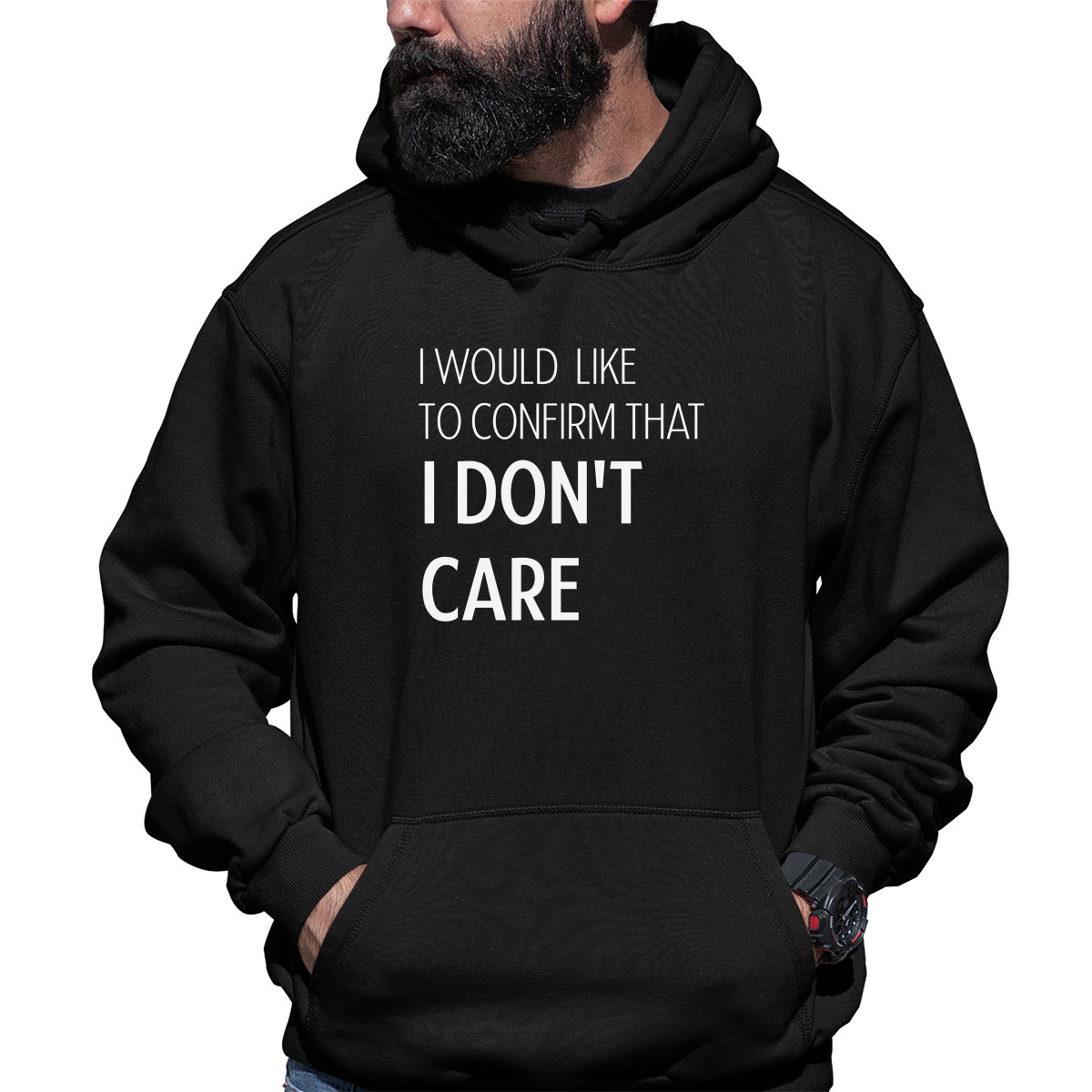 I Don't Care Unisex Hoodie | Black