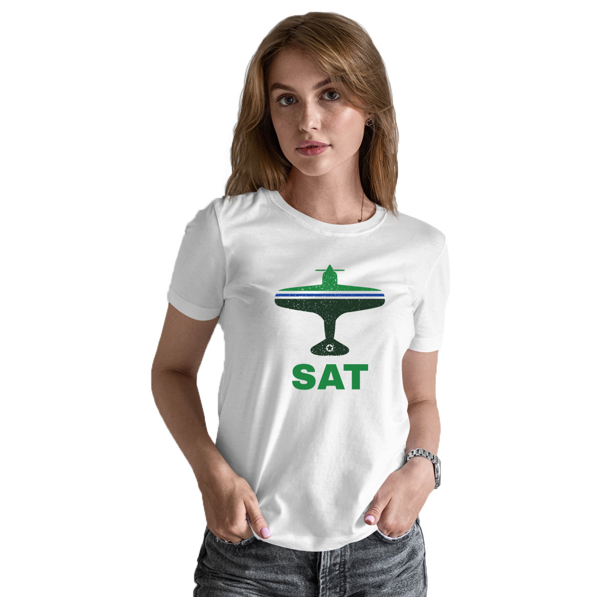Fly San Antonio SAT Airport  Women's T-shirt | White