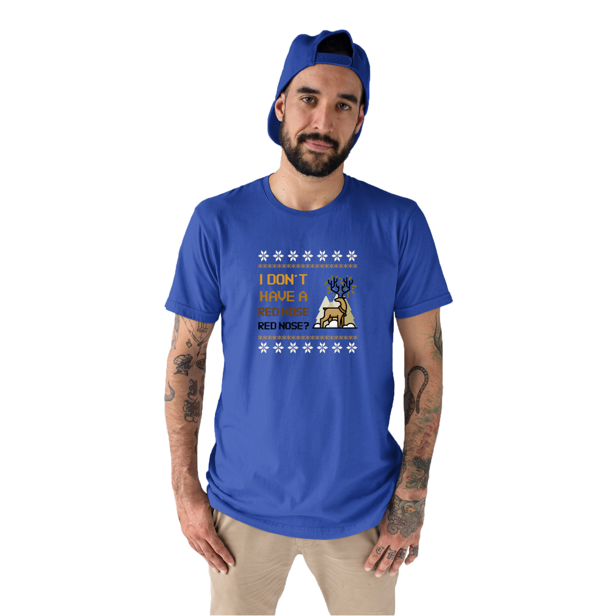 2021 Ugly Sweater Christmas Party Men's T-shirt | Blue