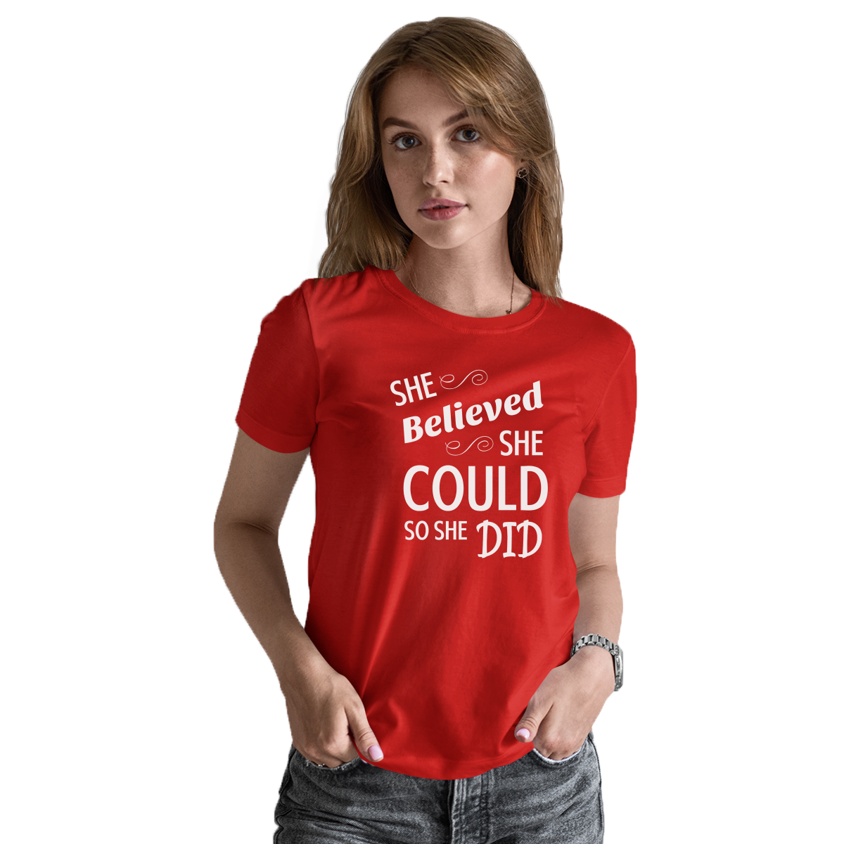 She Believed She Could So She Did  Women's T-shirt | Red