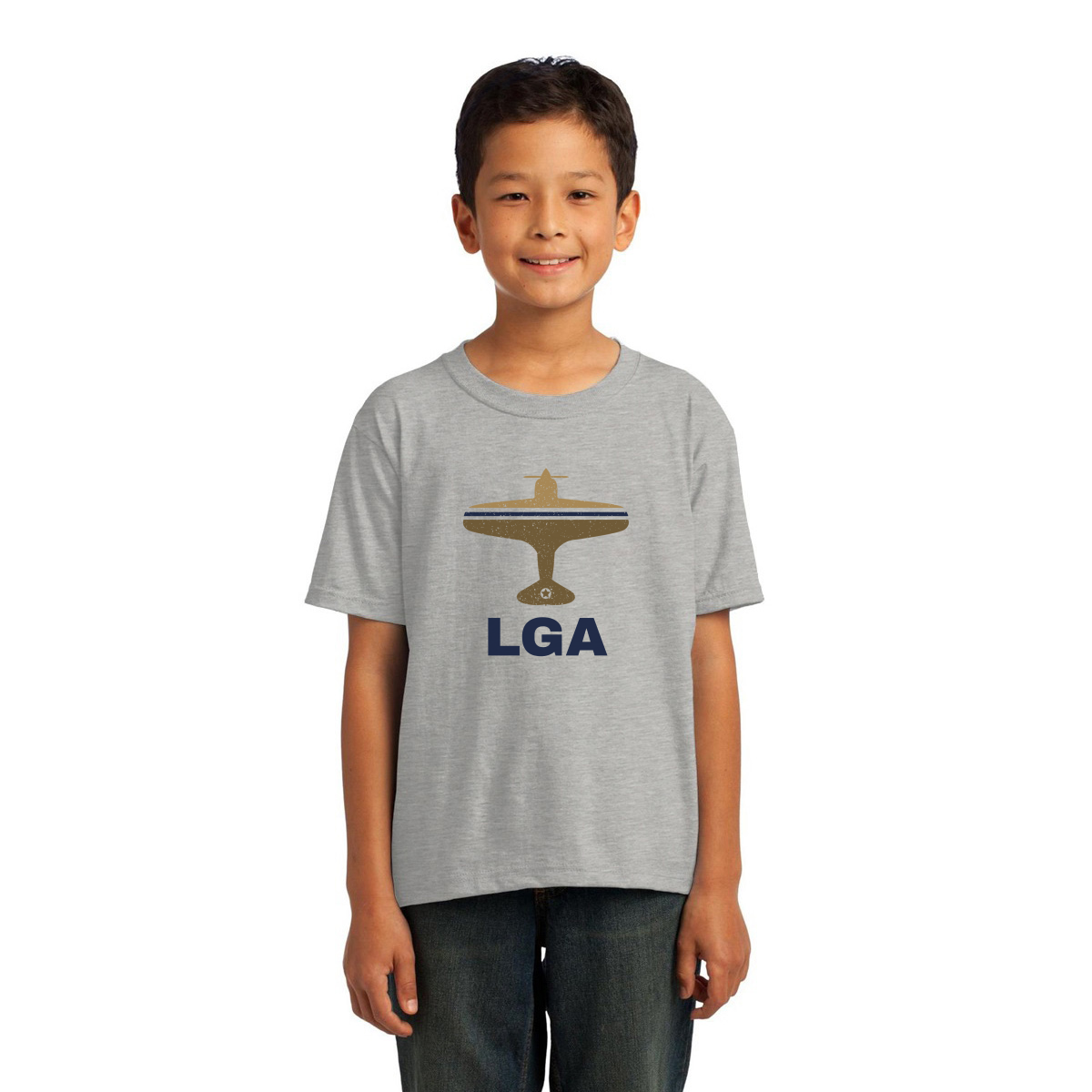 Fly New York LGA Airport Kids T-shirt | Gray